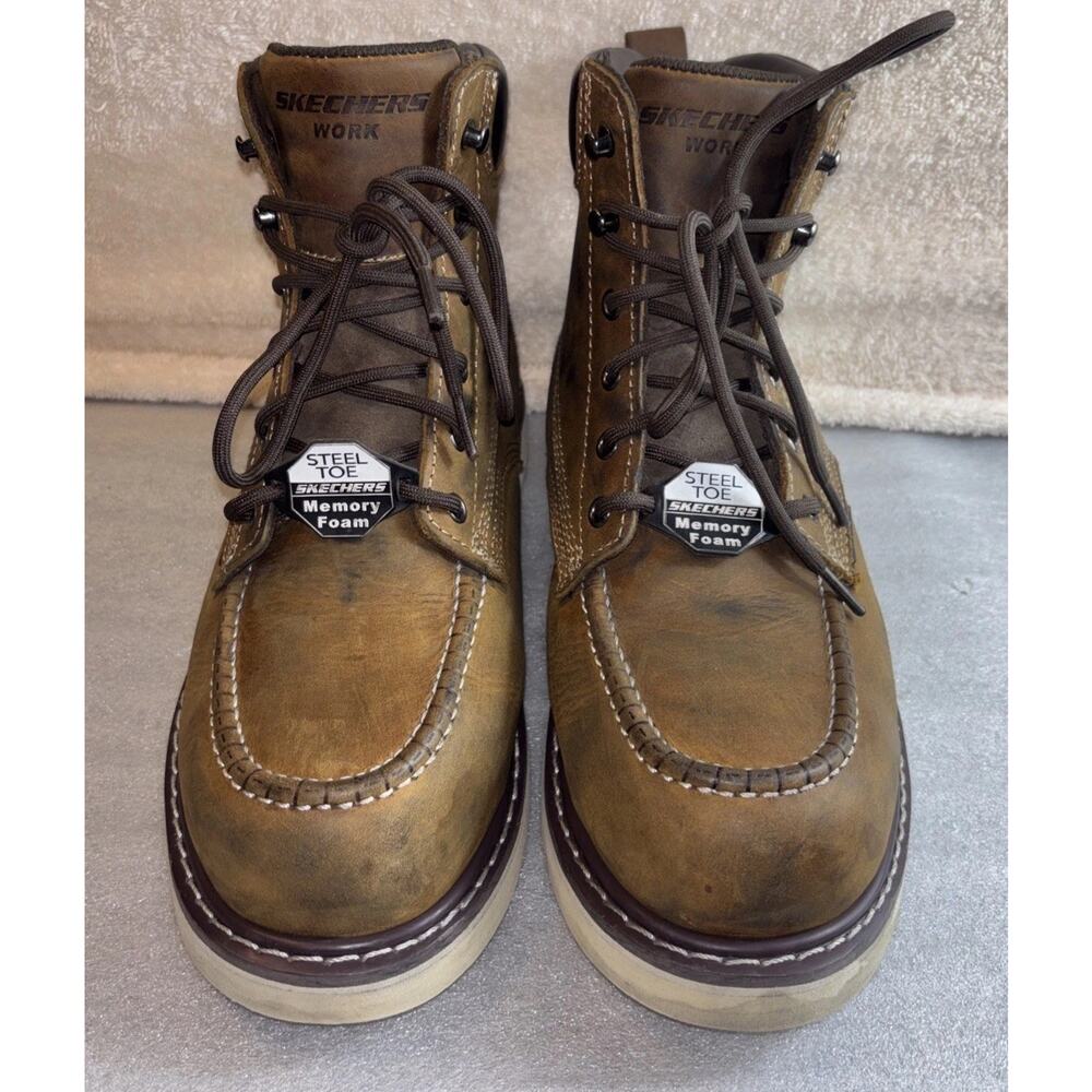 Men's Skechers Work Boot Kadmiel-Bennot Leather Air-Cooled Memory Foam Size 10